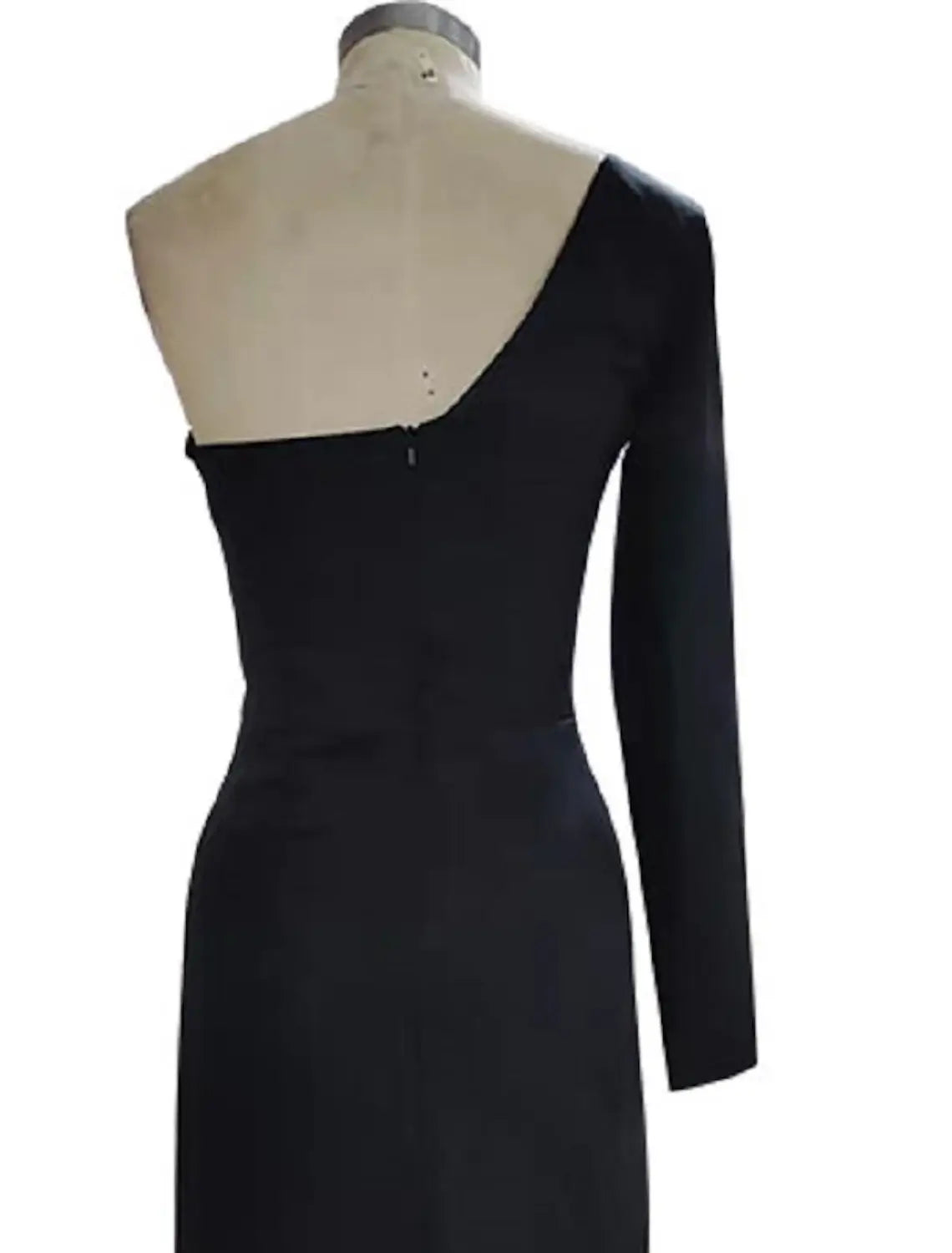 Sheath Evening Gown Elegant Dress Prom Formal Evening Floor Length Long Sleeve One Shoulder Fall Wedding Guest Stretch Fabric with Sleek Slit Pure Color Masquerade Dress