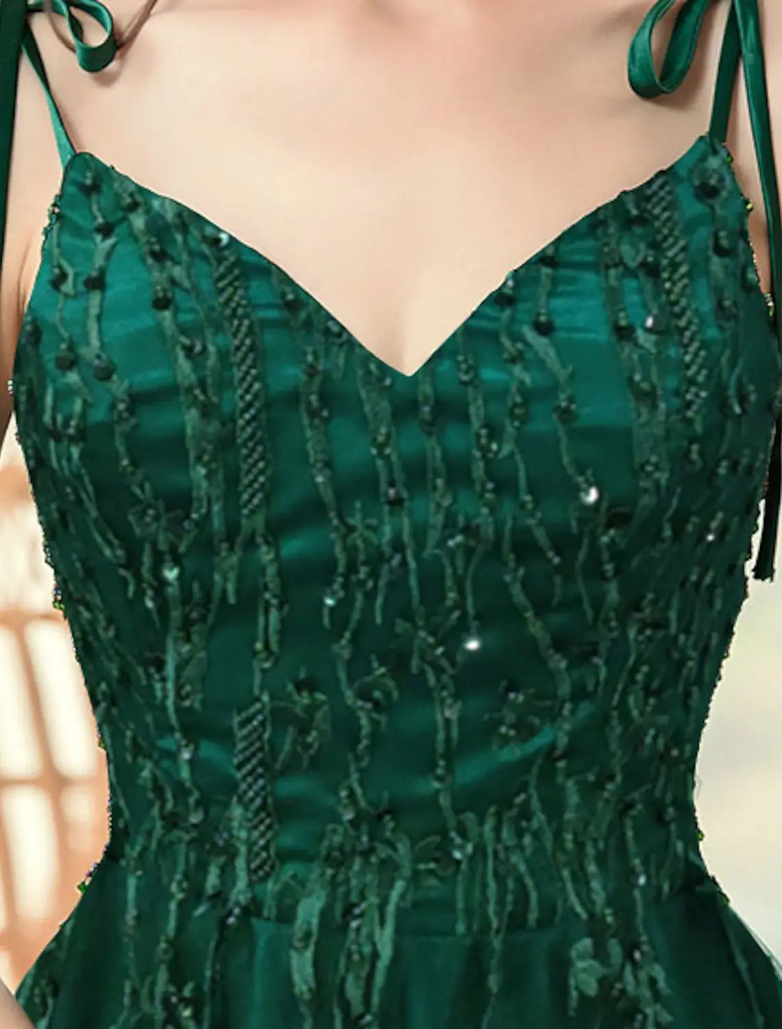A-Line Party Dress Elegant Engagement Formal Evening Birthday Dress Spaghetti Strap Sleeveless Sweep / Brush Train Polyester with Beading Embroidery dress