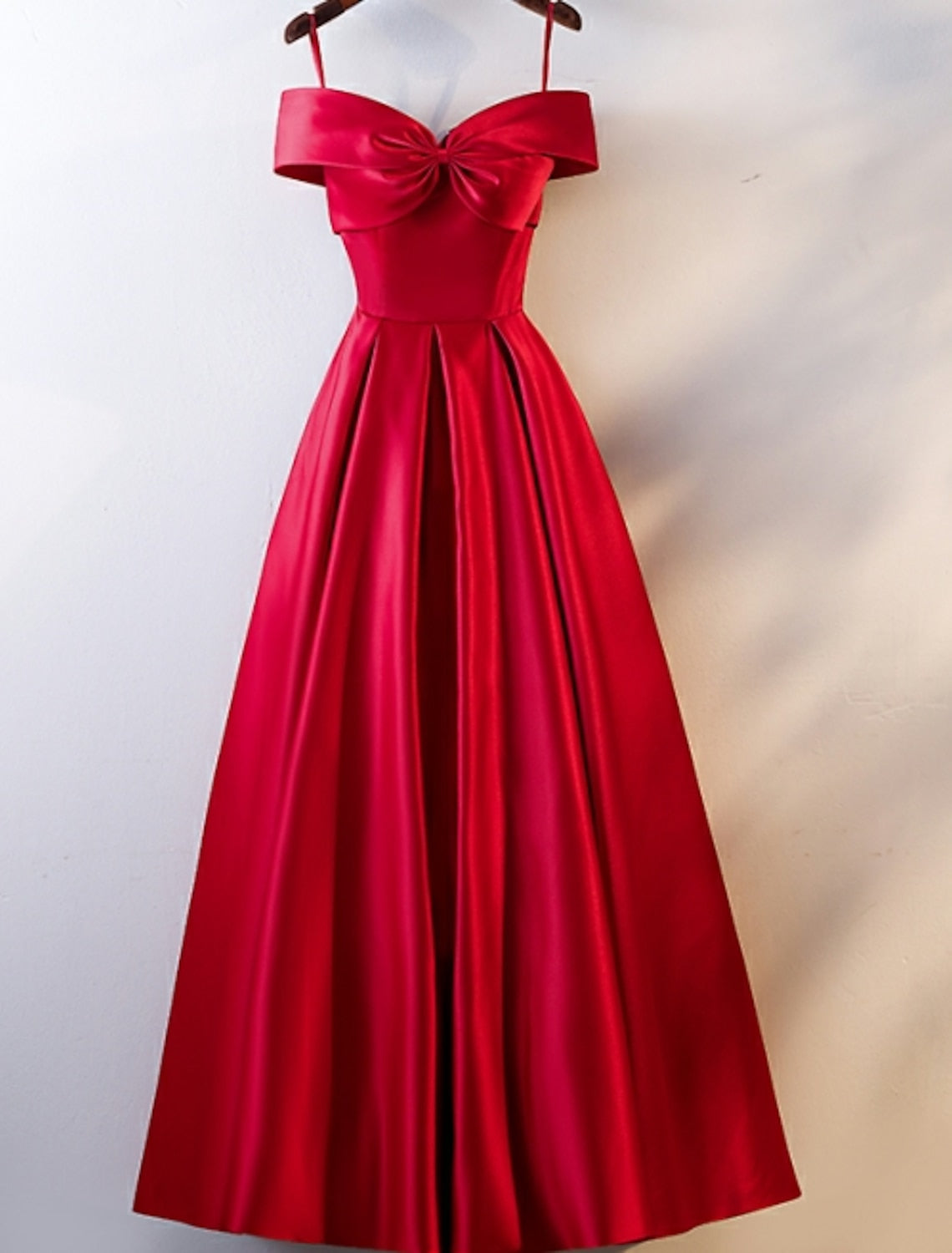 A-Line Prom Chrismas Dress Open Back Dress Wedding Guest Prom Floor Length Short Sleeve Off Shoulder Satin with Ruched dress to impress