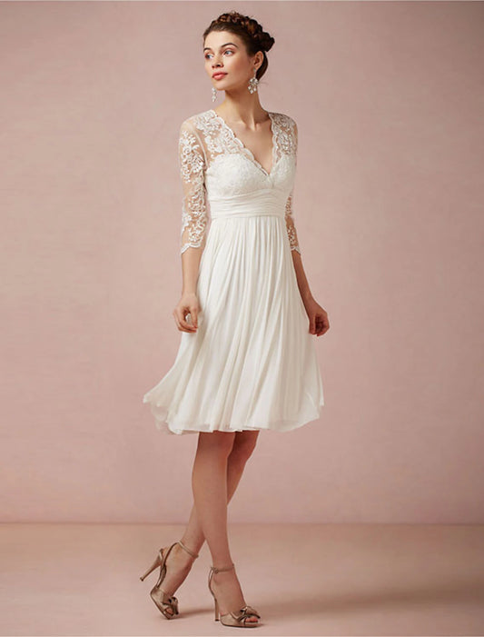 Beach Wedding Reception Little White Dress Bridal Shower Dresses Sheath Square Neck Off Shoulder Long Sleeve Tea Length Tulle Bridal Suits Bridal Gowns With Solid Color dress