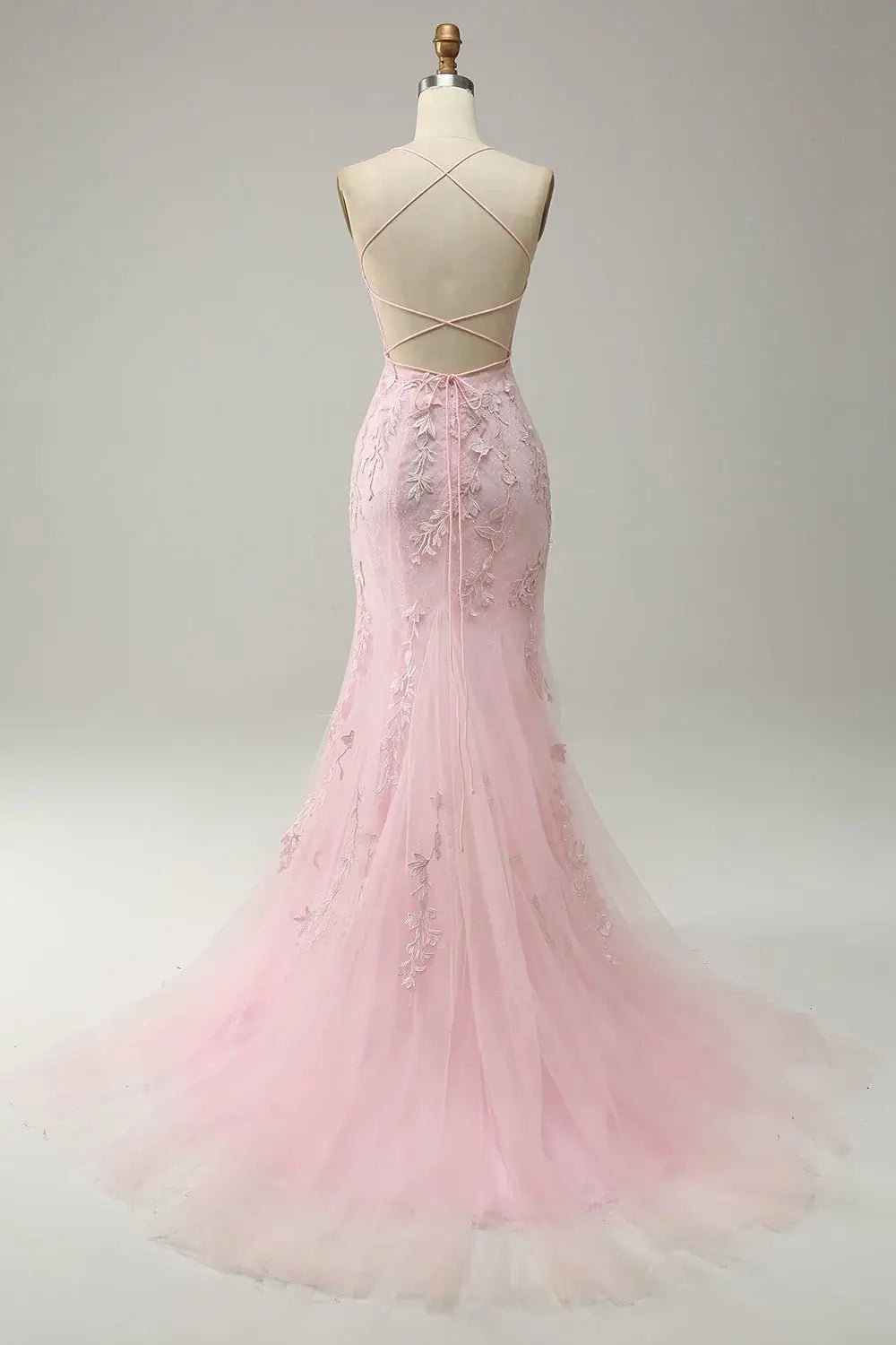 Mermaid Blue Long Prom Dress Backless Evening Dress