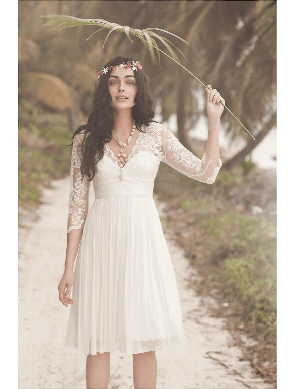 Beach Wedding Reception Little White Dress Bridal Shower Dresses Sheath Square Neck Off Shoulder Long Sleeve Tea Length Tulle Bridal Suits Bridal Gowns With Solid Color dress