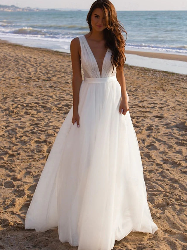 Wedding Dresses Ball Gown V Neck Off Shoulder Regular Straps Chapel Train Tulle Bridal Gowns With Pleats Ruched